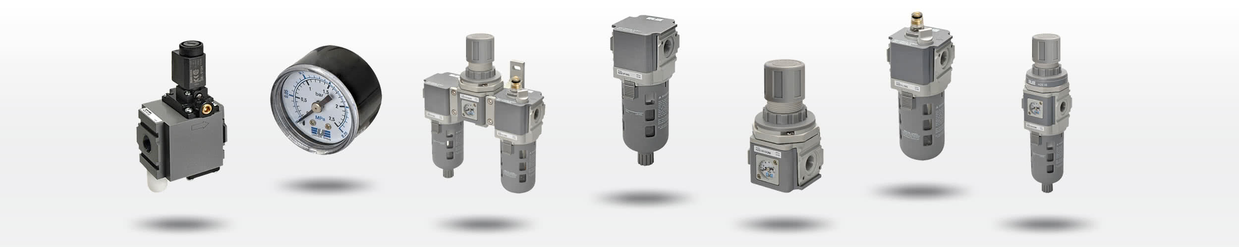 Pneumatik-Wartungseinheiten, Manometer, Regler, Druckwandler Pneumatik-Wartungseinheiten, Manometer, Regler, Druckwandler
